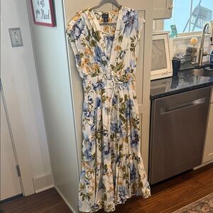 Nicole Miller Floral Maxi Dress in Blue and Gold
